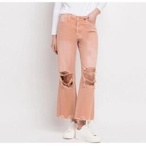Vervet Jeans Womens‎ 27 Leslie Flare Distressed High Rise Crop NWT